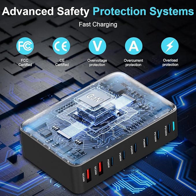 500W USB C Fast Charger Block, 8 Port USB Charging Station, GaN Ⅲ Pro Double - Image 5