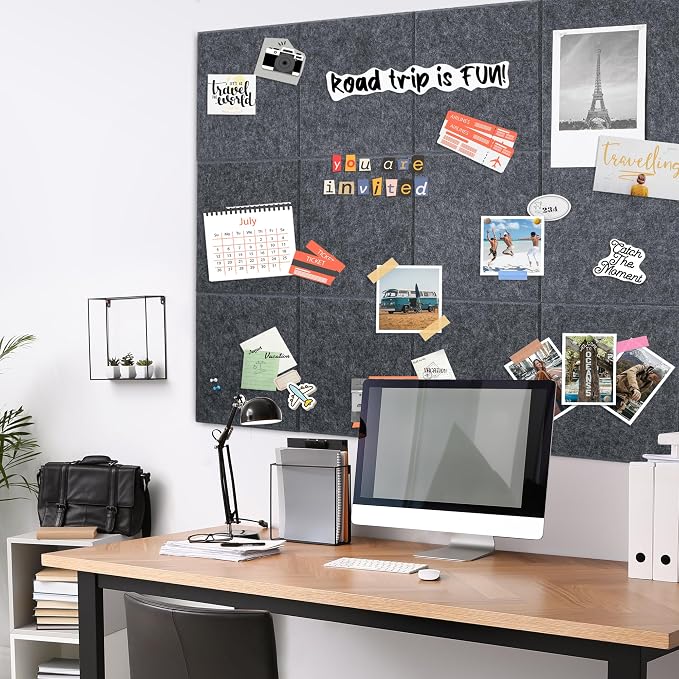 AKTOP Cork Board Bulletin Board 47"x35", 12 Pack Removable Felt Cork Board Tiles - Image 2