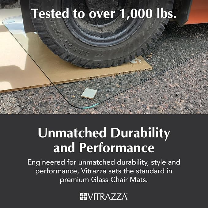 Vitrazza Glass Chair Mat 46” x 60” Superior ¼ Thick, Luminoso Low-Iron Ultra - Image 6