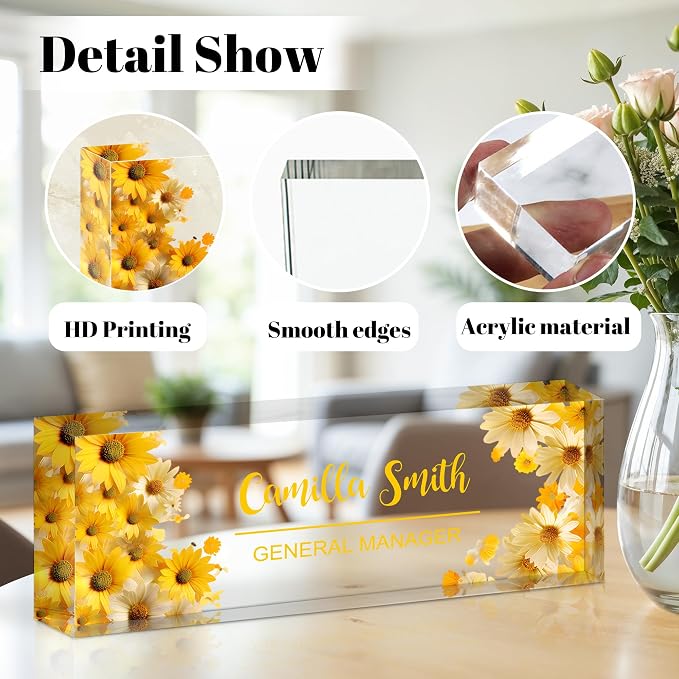 Personalized Name Plate for Desk, Custom Acrylic Desk Name Sign, Office - Image 2