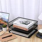 2 Pack Stackable Letter Tray, Wire Mesh Desk File Organizer Metal Desktop Paper - Image 2