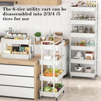 Sywhitta 6-Tier Plastic Rolling Utility Cart - Image 2