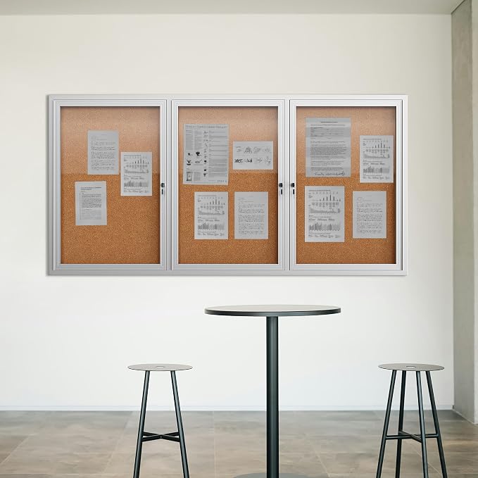 72"x36" Lockable Enclosed Bulletin Board, Outdoor Cork Weather-Resistant - Image 7
