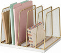 LEKETREE Gold Desk File Organizer, 5-Section Upright File Sorter, Vertical File by RefinedOfficeEasyManagemen