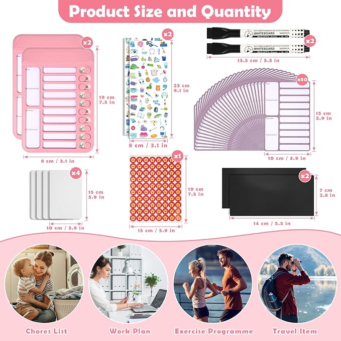 2Pcs Chore Chart for Kids to Do List Checklist Board Detachable Message Slider - Image 2