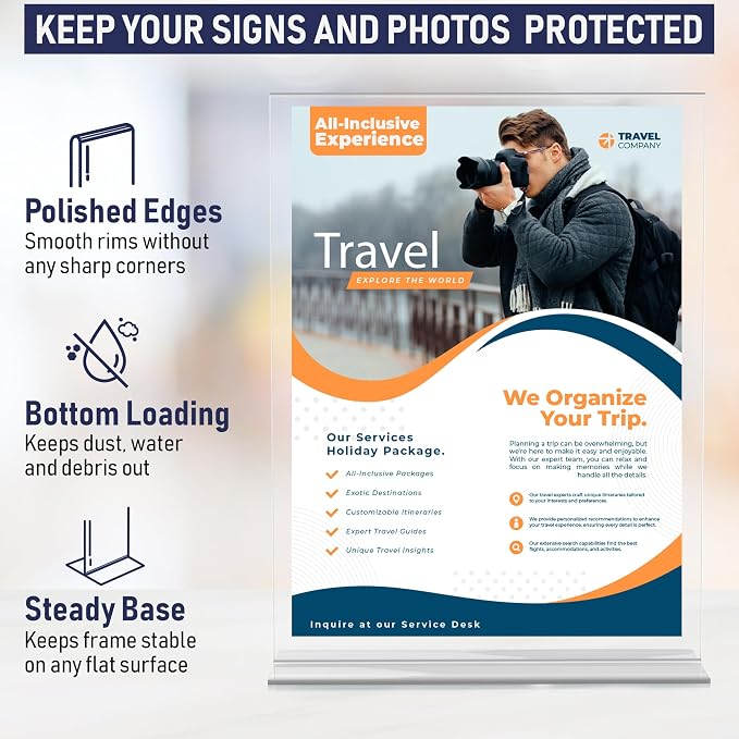 Acrylic Sign Holder 8.5 x 11, T-Shape Double-Sided Acrylic Table Stand - Image 4
