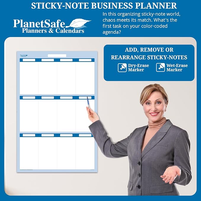 Sky Blue 12 Section Task, Objective and Goals Planning System Vertical 36" Tall - Image 3