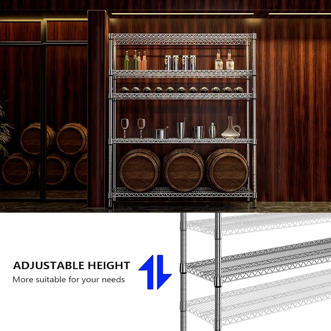 M MZG 2200 Lbs 5 Tier Storage Rack Metal Wire Shelving Unit, Storage Standing - Image 5