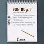 U.S. Art Supply 9”x12 Premium Heavy-Weight Paper Spiral Bound Sketch Book: 90 - Image 3