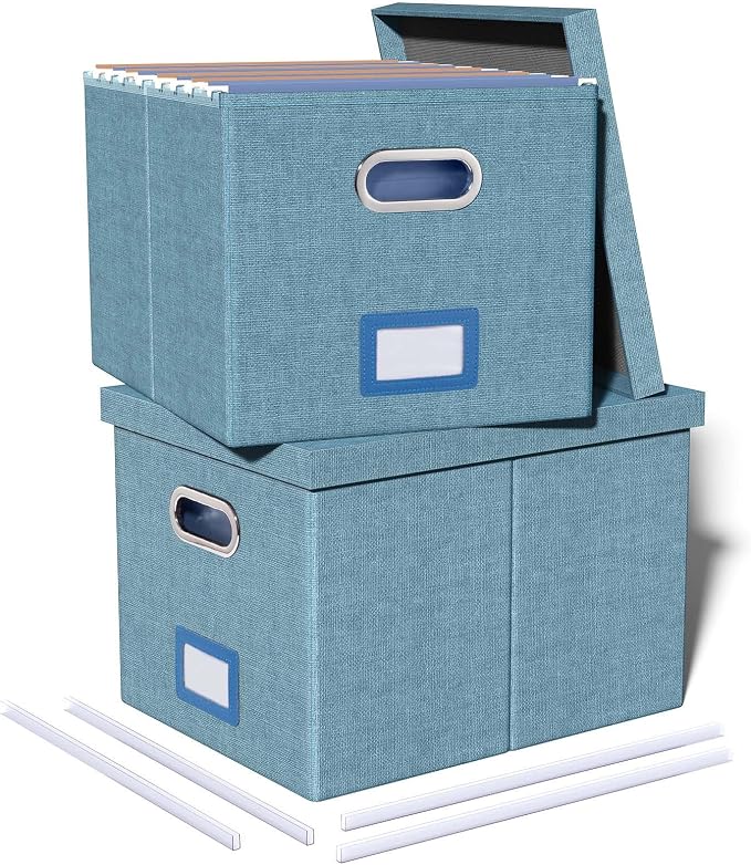 2 Pack File Storage Organizer, Filing Box, Portable File Box by Oterri
