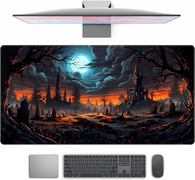 Dark Fantasy Castle Desk Pad Extended Gaming Mouse Pad, XXL Large Computer by TENG+DA+QING