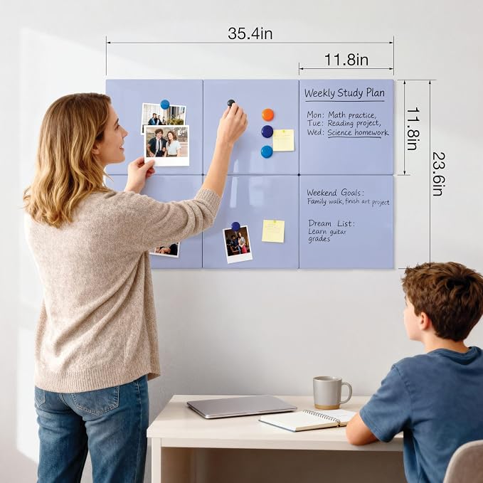 Comix Magnetic Dry Erase Board, 6 Pack, 11.8 x 11.8 Inches, Modular Whiteboard - Image 2