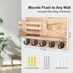 Lwenki Key Holder for Wall – Decorative Wooden Mail Holder and Key Shelf - Image 2