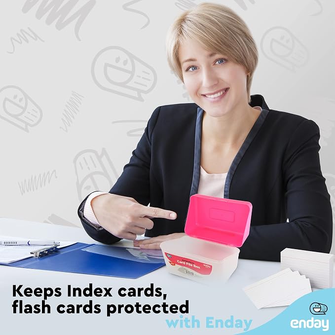 Enday Index Card Holder Pink, 3x5 Note Flash Card Organizer Case, Index Card - Image 6