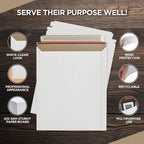 Rigid Mailers 9.25 x 11.75 Inch – 50 Pack White Self Seal Stay Flat Cardboard - Image 3