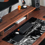 Black and White Desk Mat Dark Nature Forest Mouse pad XXL Starry Night Mountain - Image 5