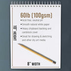 U.S. Art Supply 8"x10" Top Spiral Bound Sketch Book, 2 Pack, 100 Sheets Each - Image 3