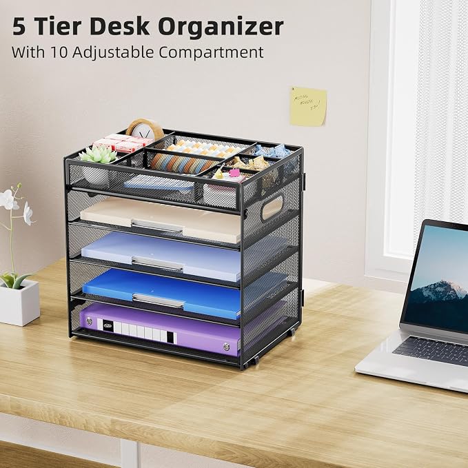 Marbrasse 5-Tier Letter Tray Paper Organizer - Image 6