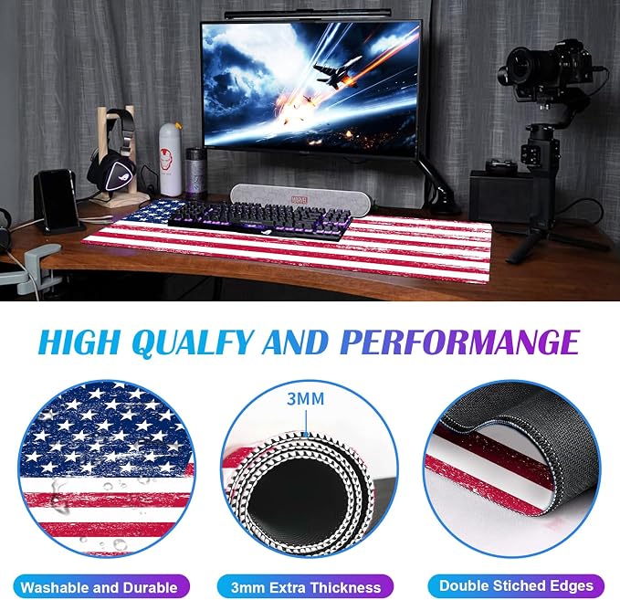 American Flag XXL Extended Mouse Pad, Laptop Pad, Waterproof, Non Slip - Image 5