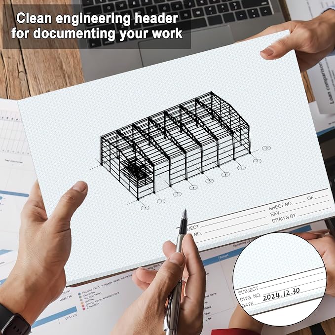 1 Pack 50 Sheets 11" x 17" Isometric Graph Paper Pad Landscape - Image 4