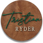 Custom Round Nusery Name Sign, Personalized 3D Baby Name Announcement Sign by Obsidian+Home+Creations