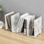 MyGift Rustic Expandable Whitewashed Wood Desktop Bookshelf/Adjustable Tabletop - Image 6