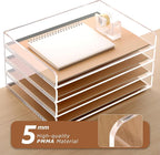 SANRUI 4 Tier Clear Desk Paper Letter Organizer Trays, A4 Stackable File - Image 5