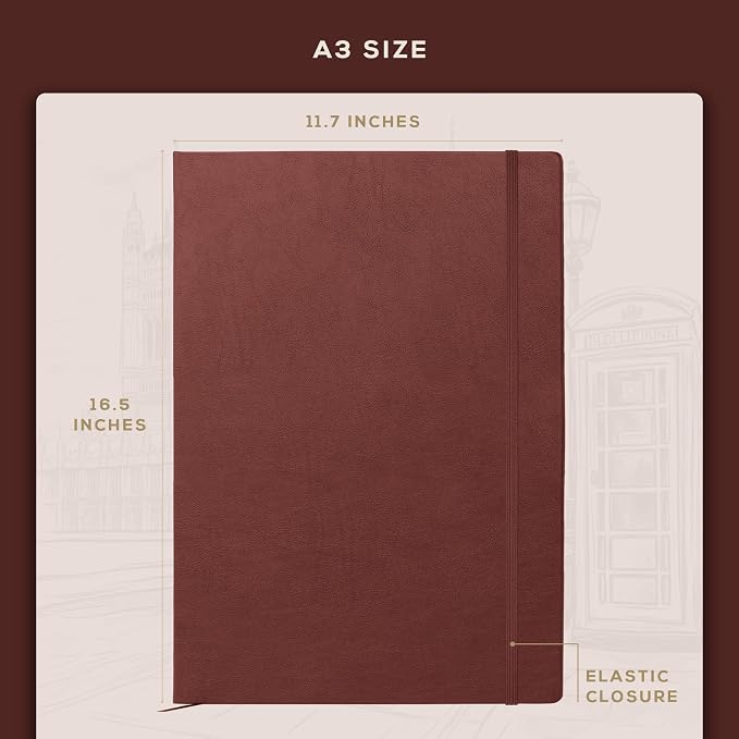 Beechmore Books A3 Sketchbook – 11.7x16.5 Premium Vegan Leather Bound Large - Image 4