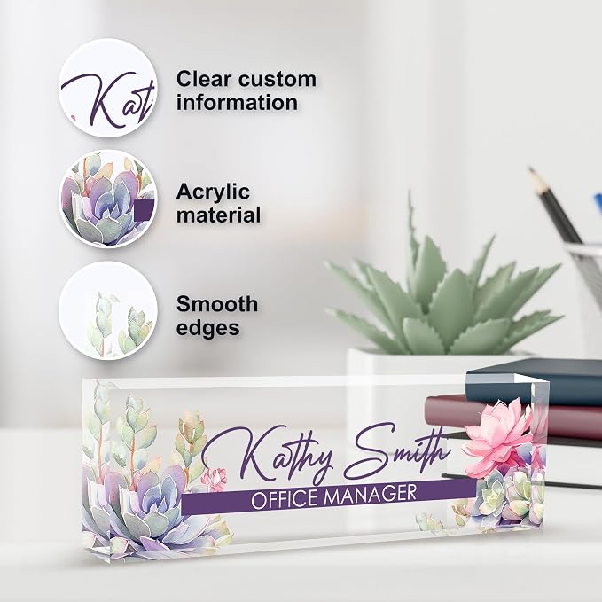 Personalized Name Plate for Desk, Custom Desk Name Plate, Acrylic Name Plate - Image 3