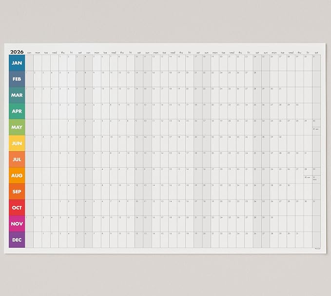 Dry Erase Wall Calendar 2026, 27×39 in — Double-Sided Yearly Planner, Reusable by CLEVERSIGNS