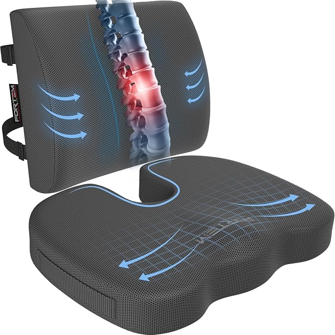 FORTEM Seat Cushion, Office Chair Cushion, Lumbar Support Pillow by FORTEM