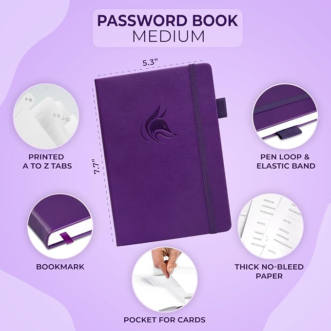 Clever Fox Password Book with alphabetical tabs. Internet Address Organizer - Image 2