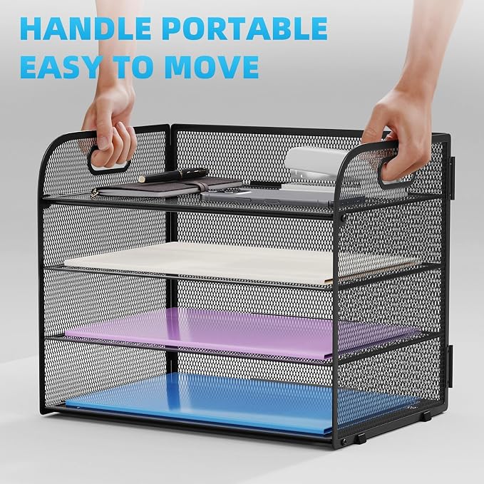 Marbrasse 2 Pack 4 Tier Paper Organizer Letter Tray - Image 5