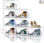 Amllas 8 Pack Shoe Boxes Clear Plastic Stackable, Large Shoe Storage Organizer by Amllas