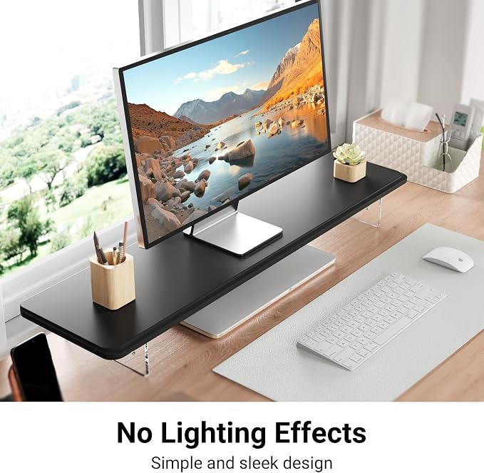 AFOOYO Monitor Stand Riser, 31.5-Inch LED Light Wood Computer Monitor Stand - Image 2