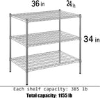 Regal Altair 24" Deep x 36" Wide x 34" Height Wire Shelving Kit | 3-Tier | NSF - Image 3