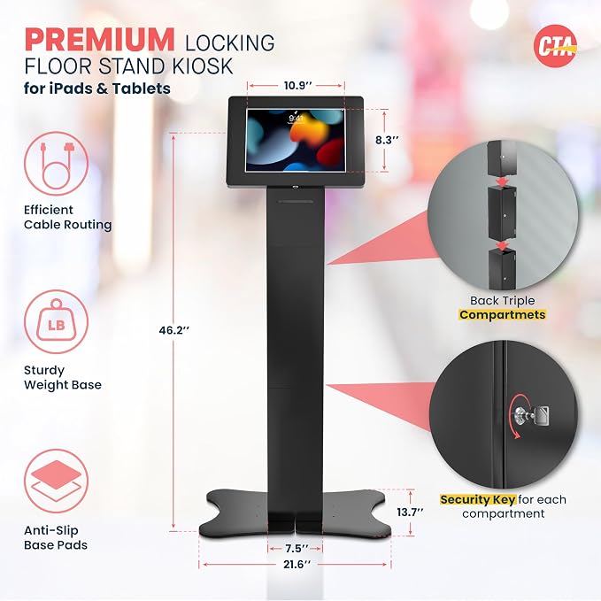 CTA Digital Locking Kiosk & Enclosure – Premium Locking Floor Stand Kiosk - Image 2