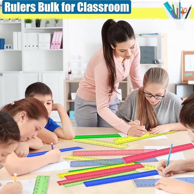 12 Inch Plastic Rulers, Ideal Back to School Office Home Supplies - Image 7