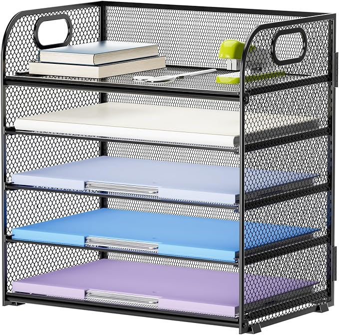 Marbrasse 5 Tier Paper Organizer Letter Tray, Mesh Desk File Organizer by Marbrasse