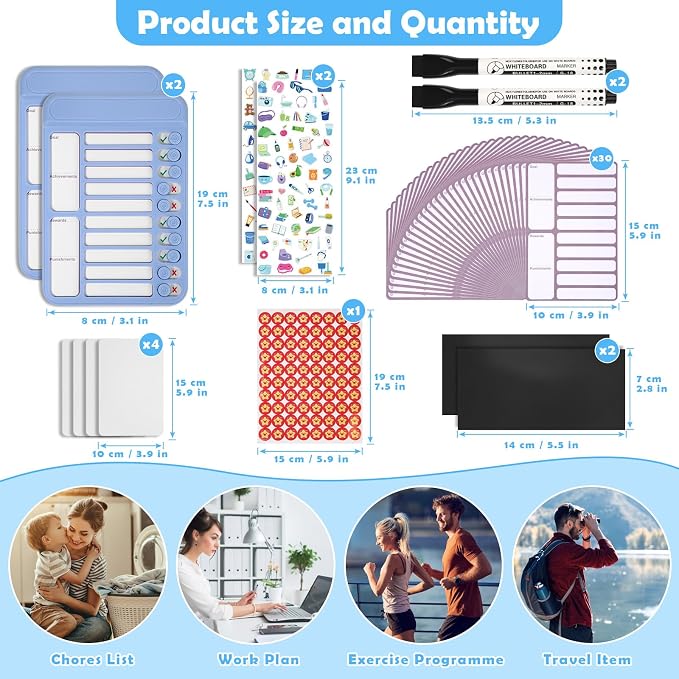 2Pcs Chore Chart for Kids to Do List Checklist Board Detachable Message Slider - Image 2