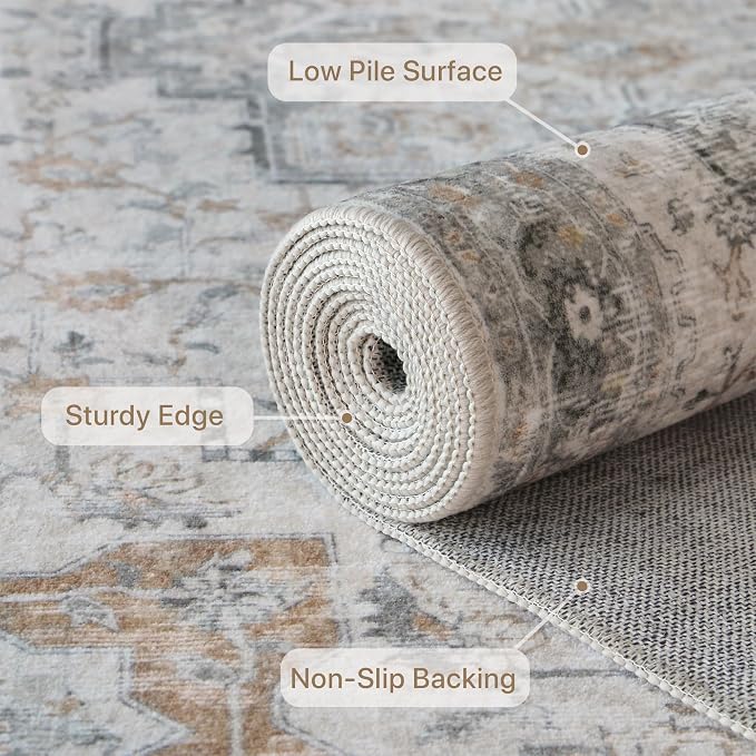 GENIMO Runner Rug 3x7, Non Slip Vintage Hallway Runner Rugs, Low Pile - Image 4