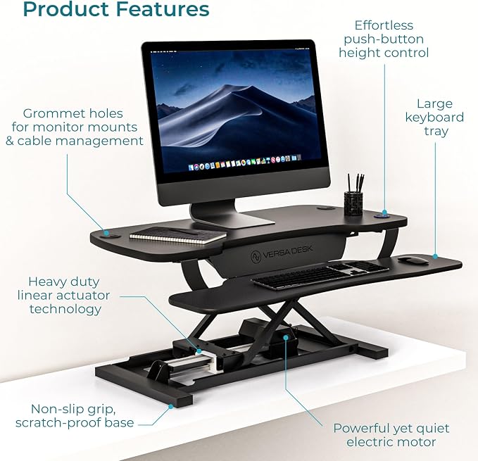 VERSADESK PowerPro™ 36 Inch Electric Standing Desk Converter, Height Adjustable - Image 2