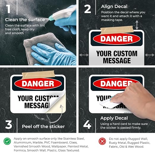 Custom Danger Sign, OSHA Sign, 10x7 Inches, 4 Mil Vinyl Decal Stickers Weather - Image 3