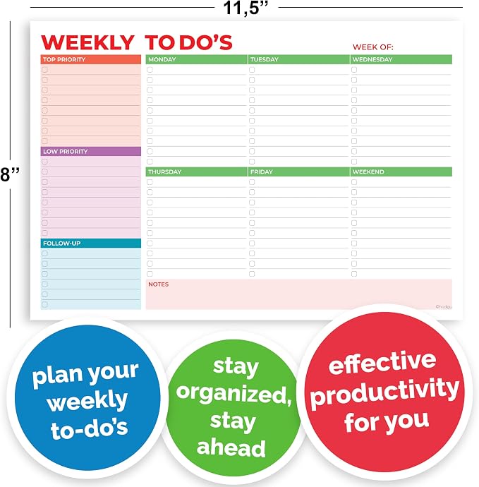 Weekly Planner Notepad, Weekly To Do List Notepad, Tear Off Undated Weekly - Image 4