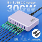 USB C Charger 300W USB C Charger Block, 8-Ports GaN IV Fast Charging Station Hub - Image 2