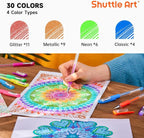 Shuttle Art Gel Pens, 60 Pack Gel Pen Set 30 Colored Gel Pen - Image 2