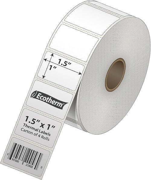 1.5" x 1" Thermal Labels | 4 Rolls | 5300 Labels | fits Zebra, Offnova Thermal - Image 2