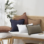 Foindtower Set of 2 Decorative Linen Fringe Lumbar Throw Pillow Covers Boho - Image 6