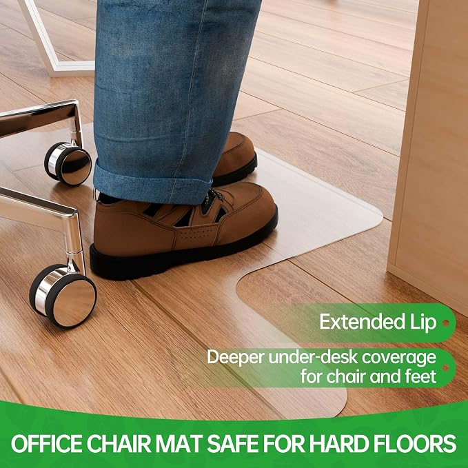 100pointONE Office Chair Mat for Hardwood Floor, Easy Glide Computer Chair - Image 5