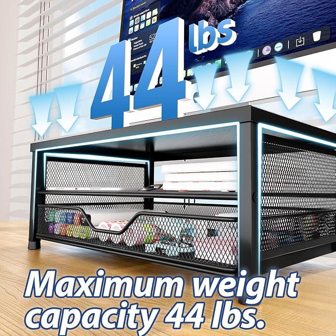 OPNICE Wood Computer Monitor Stand Riser, Desk Organizer - Image 2